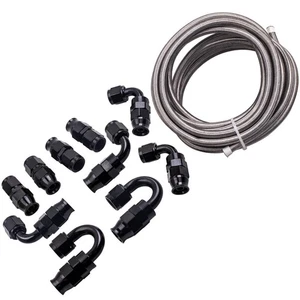 20FT AN6 -6AN PTFE Fitting Stainless Steel Braided Oil Fuel Hose Line Kit new - Bild 1 von 18