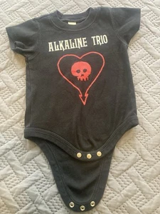 ALKALINE TRIO MATT SKIBA BLACK INFANT BABY ONEPIECE 12 MONTH MUSIC SKULL HEART - Picture 1 of 4