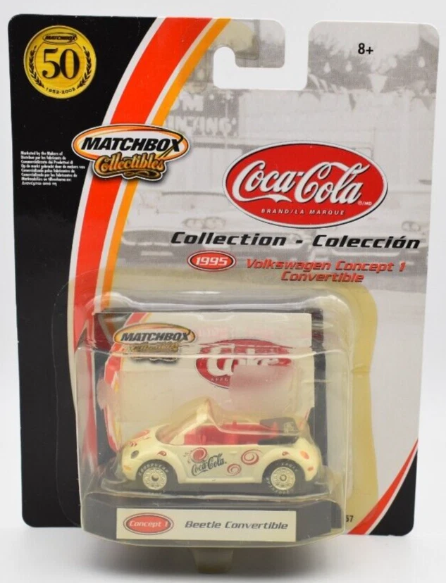 Matchbox Superfast Coca Cola VW Volkswagen Beetle Concept 1 bianco. Blister Card - Immagine 1 di 2