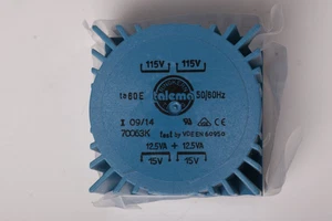 Talema 70063K Toroidal Transformer 25VA 2x15V 115/230V 50/60Hz Blue Ringkern - Picture 1 of 2