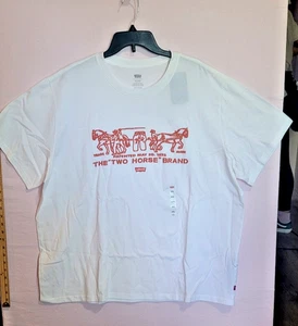 Neu mit Etikett T-Shirt LEVI'S weiß Gr. XXL Unisex Relaxed "Two Horse" Grafik Kurzarm - Bild 1 von 12
