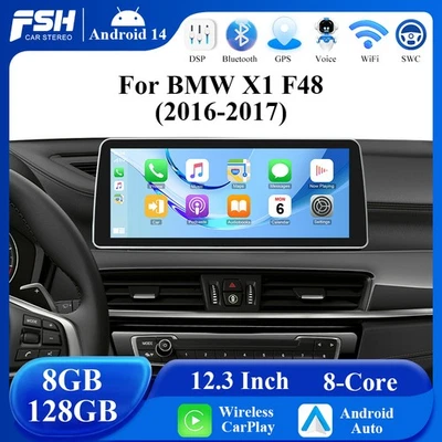 12,3'' 128G Für BMW X1 F48 NBT Bildschirm CarPlay Screen Autoradio GPS Android14 - Bild 1 von 4