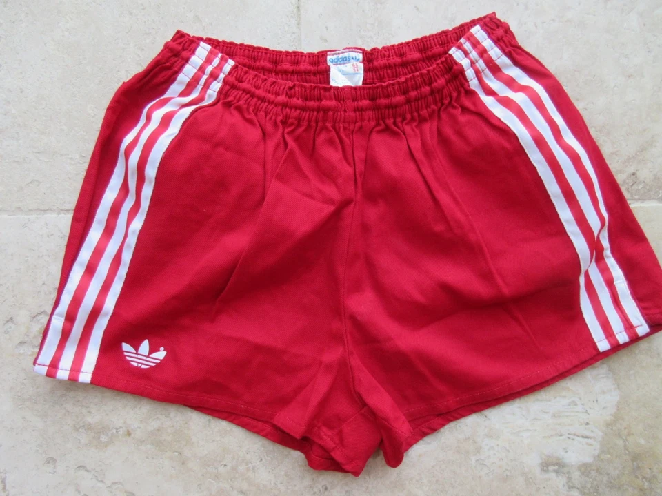 Short ADIDAS vintage coton rouge VENTEX sport 80'S TREFOIL * ÉTAT NEUF * 85 M - Photo 1/3