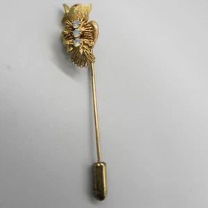 Vintage Stick Pin Bird Open Back Rhinestones Gold Tone 2.25" - Picture 1 of 10