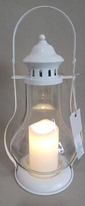 Shabby Chic Home Handled LED Lantern, 15" X 8", Glass & Metal, New - Picture 1 of 1