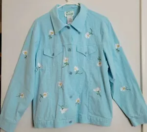 Quacker Factory Mujeres Camisa Abotonada Chaqueta Floral Bordado Azul A Cuadros Talla S - Imagen 1 de 8