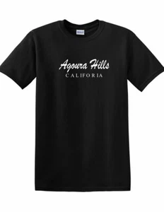 Camiseta de algodón blanca negra Agoura Hills California Souvenir Los Angeles County - Imagen 1 de 3