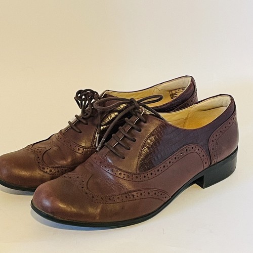 Scarpe Oxford Clarks Brogues donna 7 5 pelle bordeaux stringate piatte lavoro eleganti