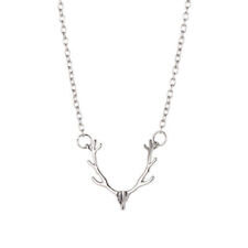 Antler deer reindeer pendent necklace silver chain gift  new year birthday UK