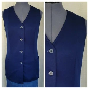 Vintage Stockton Navy Blue Long Button Down Front Vest 36" Bust - Picture 1 of 9