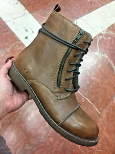 Cama de hombre Stu Lace Up Brown Cognac Botas 100% Cuero Genuino - Imagen 1 de 5