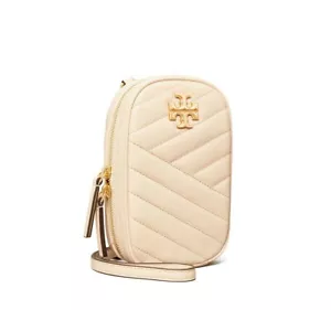 NWT TORY BURCH Kira Chevron N/S Phone Leather Crossbody Bag New Cream AUTHENTIC - Picture 1 of 12