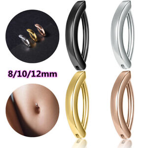14/16G 925 Silver Clicker Navel Belly Piercing Reverse Curved Belly Button Rings
