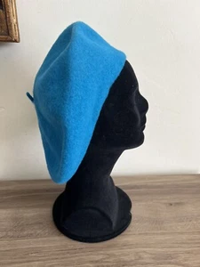 vintage beret blue hat wool new old stock with tag Betmar made hong kong 80s 70s - Picture 1 of 8