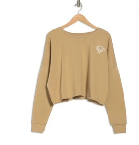 Abound Tan Tennis Cropped Sweatshirt Graphic Pullover “Grand Slam” Size 3X New - Picture 1 of 9