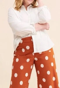 NWT Maeve Anthropologie The Colette Cropped Pants Plus Size 22W Bronze Polka Dot - Picture 1 of 15