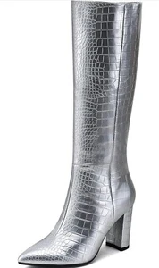 NEW Modatope Knee High Boot Women GoGo Boot Faux Crocodile Boot 6.5 - Picture 1 of 9