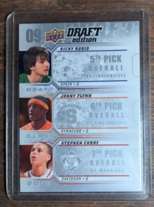2009-10 Upper Deck Draft Edition Flynn/Ricky Rubio/Stephen Curry RC D-RFC Steph