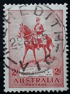 1935 Australia 2d KGV Silver Jubilee Stamp - Meredith Vic Postmark - Picture 1 of 2