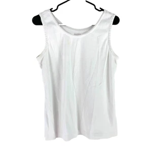 Camiseta sin mangas acanalada blanca lisa Classic Elements camisa básica para mujer grande - Imagen 1 de 5