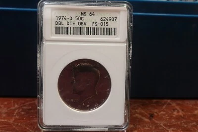 1974-D 50C DBL DIE OBV FS-015 624907 MS 64 MEDIO DÓLAR KENNEDY Foto 1 de 4