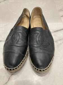 CHANEL SHOES WOMEN FLATS BLACK SIZE 41 MADE IN SPAIN - Picture 1 of 10