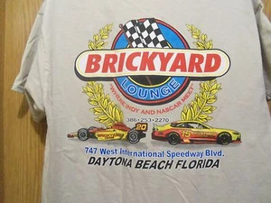 Brickyard Lounge tan graphic Daytona L t shirt where INDY n NASCAR meet - Picture 1 of 4