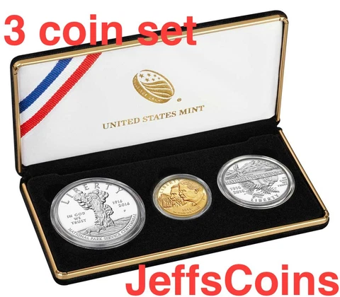 2016 3 Coin Set 100th Anniversary National Park Service New W $5 Gold Unc 16CG Cover