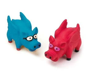 Flying Grunting Pig Dog Toy Durable Latex Choose Blue Pink or Set of Both Colors - Picture 1 of 10