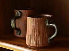 Handmade Ceramic Coffee Mug, Wood Decor Mug, Best Friend Gift Idea, Mom Gift