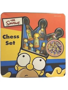 Vintage Chess Set The Simpsons In Tin Box EUC 1998 Complete - Picture 1 of 22