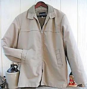 Vintage MANHATTAN Faux Fur Lined COAT--Tan--Size LARGE - EUC - Picture 1 of 8