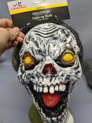 NWT Light Up Zombie Skull Unisex Mask. One Size Fits All. - Image 1 of 4