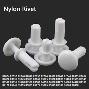 White Plastic Nylon Clips Rivets Push Pin Fastener Hole Dia. 2mm 3mm 4mm 5mm 6mm - Picture 1 of 7