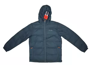 Eddie Bauer Wide Channel Hooded Down Jacket Full Zip Dark Gray Coat Mens Medium - Picture 1 of 14
