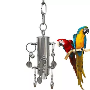 1x Pet Bird Parrot Swing Bell Parakeet Cockatiel Stainless Steel Hanging Toys - Picture 1 of 12