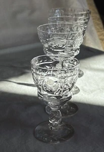 Rock Sharpe set of 4 crystal cut glasses. 1940s. Twisted stem #2018-2 - Picture 1 of 21