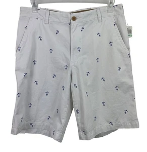IZOD Saltwater Herren Größe 34 Stretch Chino weiß & blau Anker Print Shorts - Bild 1 von 12