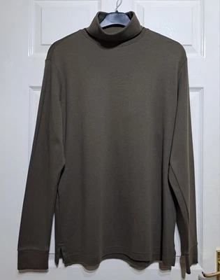 Peruvian Connection Men's Turtleneck Size M P2P 23" Khaki 100% Pima Cotton EUC - Image 1 of 4