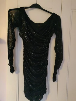Black & Silver Sparkly Body on Party Dress Size M - Image 1 of 4