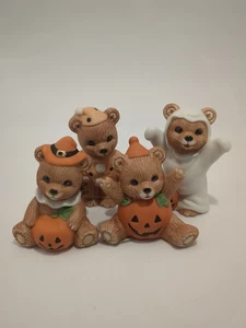 Juego de 4 estatuillas de cerámica Homco de Halloween de colección de osos de truco o trato #5311 - Imagen 1 de 9