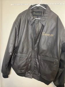 Snap On Tools Retro Genuine Men's Leather Bomber Style Coat Jacket Size XL - Picture 1 of 9