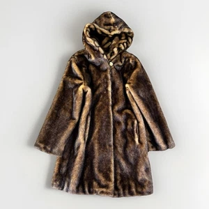 Dennis Basso Fair Fur Hooded Coat Size S Pockets Lined Mob Wife Glam Luxury - Picture 1 of 5