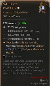 💥DIABLO 4💥Staffel 10💥Druidenhelm💥Vasilys Gebet 1GA Willenskraft 4,1% - Bild 1 von 1