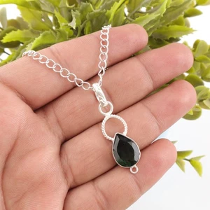 Encantador colgante de plata de ley 925 con piedras preciosas de turmalina verde 1,40" d016 - Imagen 1 de 2
