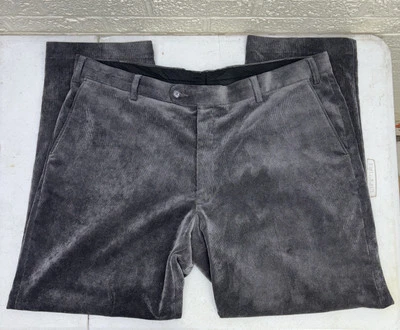 Pantalones elásticos ALAN FLUSSER talla 42/30 gris pana frente plano pierna recta • ¡¡EXCELENTE!! Foto 1 de 4