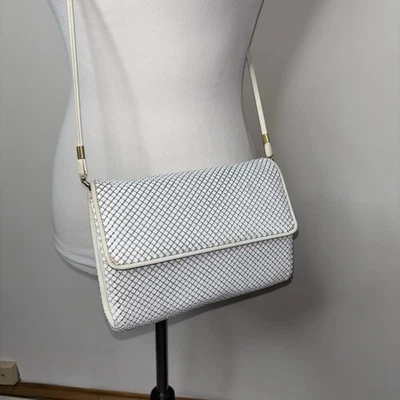 WHITING & DAVIS White Metal Mesh Shoulder Bag Purse Clutch 1980'S - Image 1 of 4
