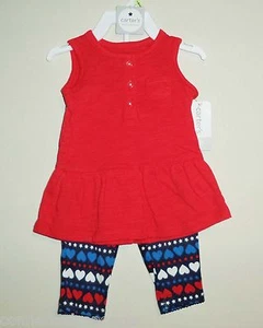 Summer Carters July 4th Stars & Hearts Infant Girls Tank and Pants (3 Months) - Picture 1 of 1