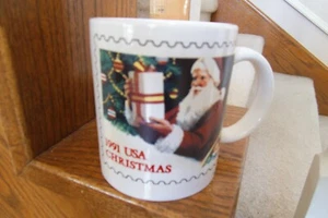 VINTAGE 1991 USA CHRISTMAS USPS WHITE COFFEE MUG - Bild 1 von 6