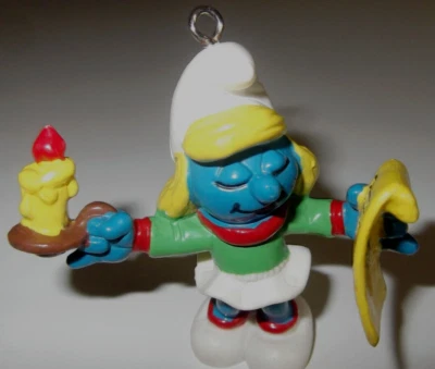 Schlumpf  Schlumpfine singend m. Kerze  Geburtstag  Schleich  1981 - Bild 1 von 4